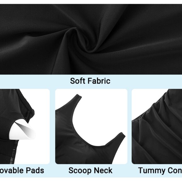 Black Scoop Neck Athletic One Piece Swimsuit | Size XXL | NWT - Picture 4 of 4